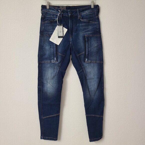 G-Star Raw Denim Cargo 3D Skinny Denim Jeans Size 32x34 Blue